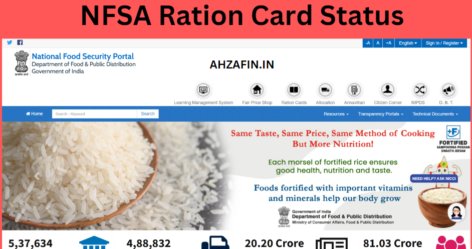 NFSA Ration Card Status